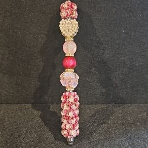Elegant Pink and Gold Beaded Pen